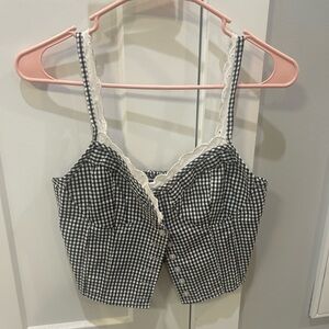 Black and White Gingham Crop Top